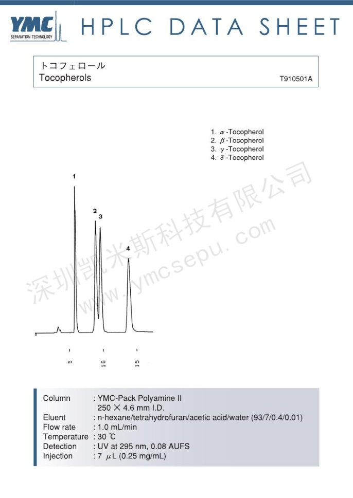 生育酚分離的液相色譜圖