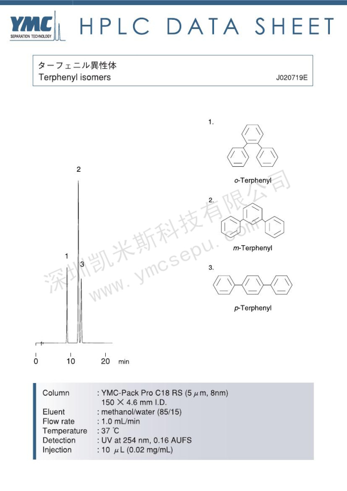 三聯(lián)苯異構(gòu)體分離的液相色譜圖