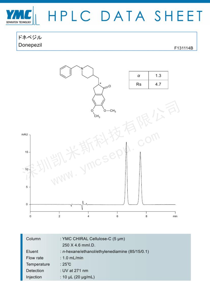 多奈哌齊手性異構(gòu)體分離測定