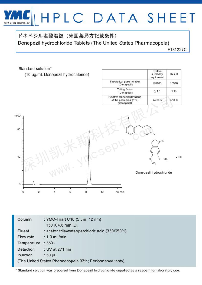 鹽酸多奈哌齊片的色譜圖
