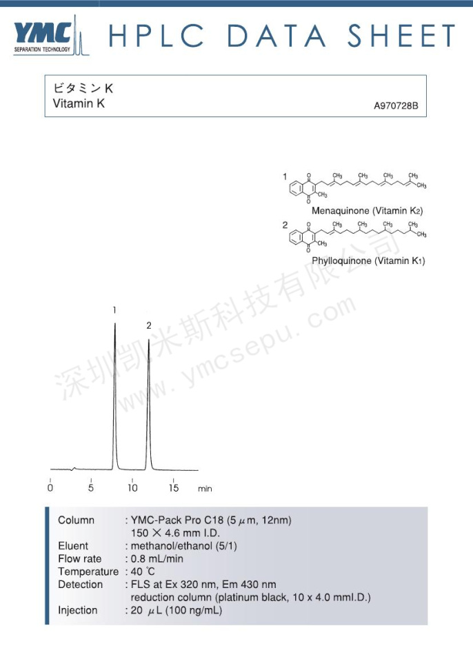 維生素K檢測(cè)的色譜圖
